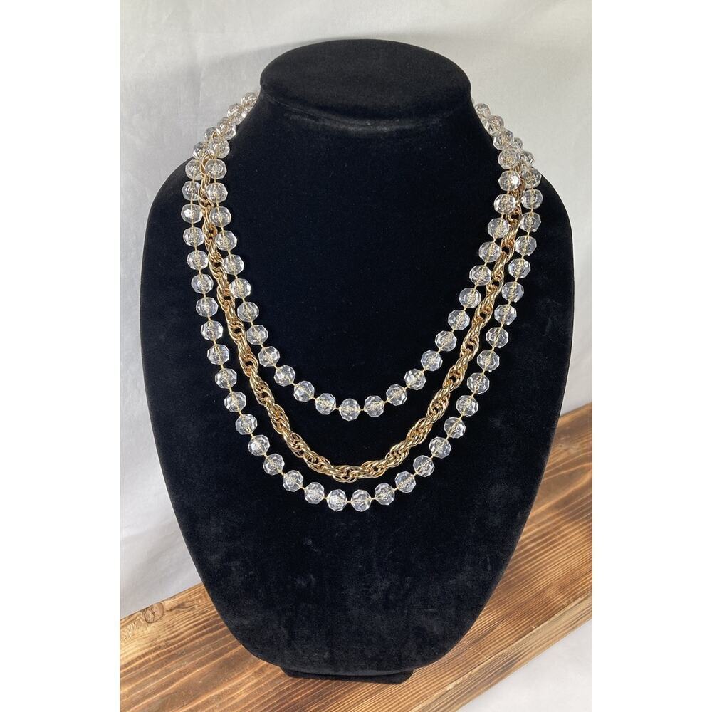 Vintage 1976 SARAH COVENTRY Golden Ice 3 Strand Necklace Lucite Bubble Beads